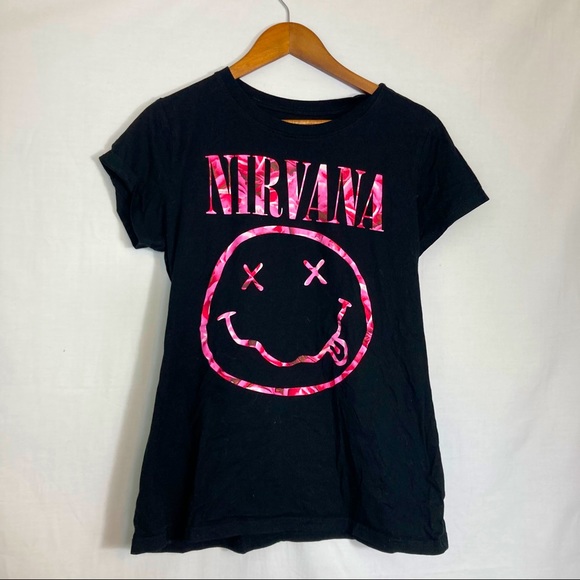 NIRVANA Tops - Nirvana Classic Band Tee Floral Plus Size